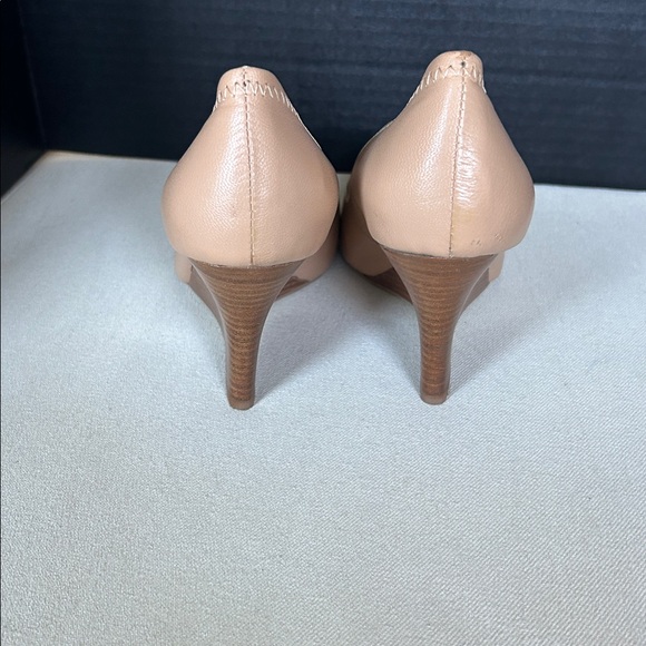 Tory Burch Nude Peep-Toe Heels - Picture 3 of 4